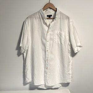 Men’s White 100% Linen Land’s End Shirt size 16-161/2